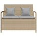 Tuinbank met kussen poly rattan beige
