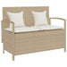 Tuinbank met kussen poly rattan beige