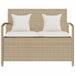 Tuinbank met kussen poly rattan beige