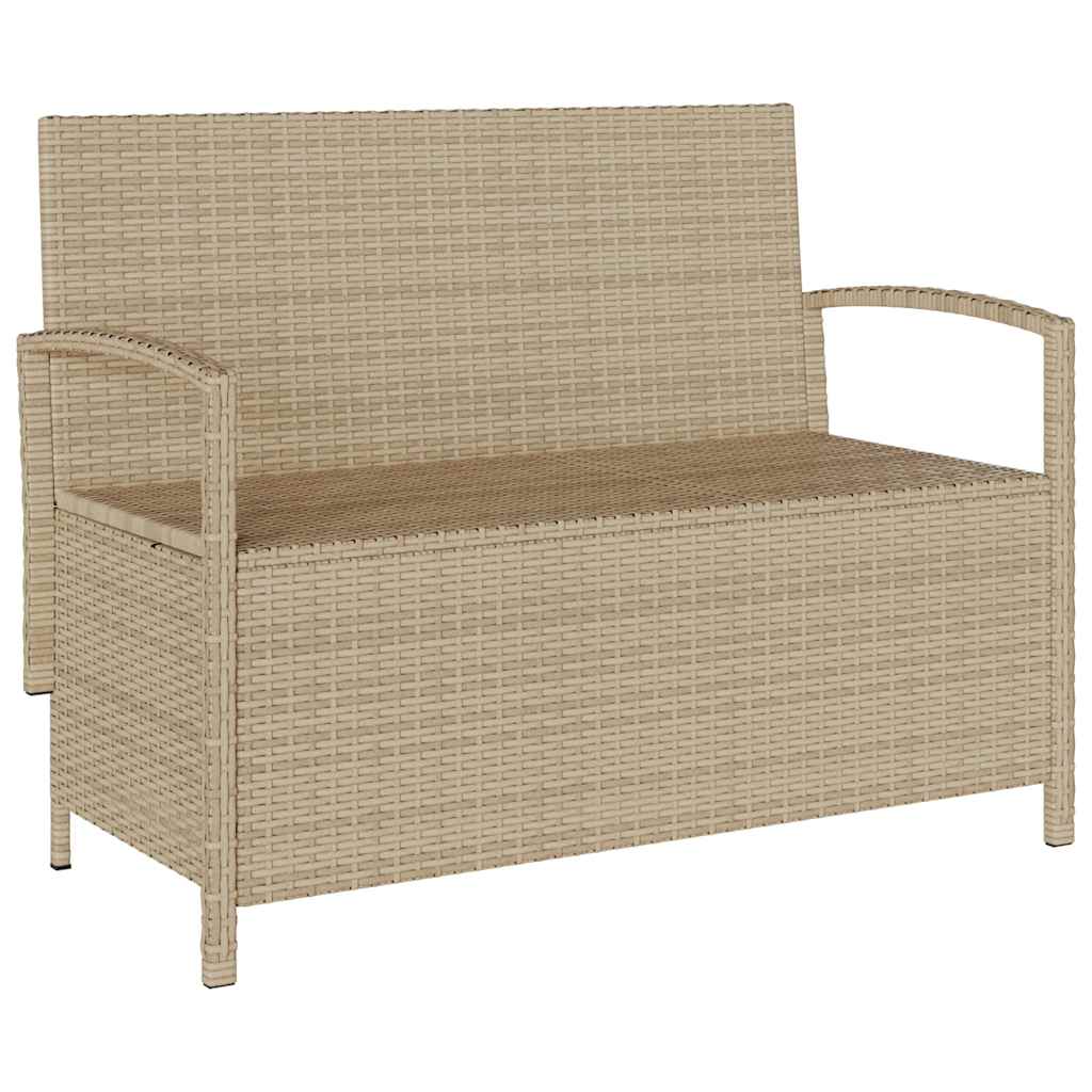 Tuinbank met kussen poly rattan beige