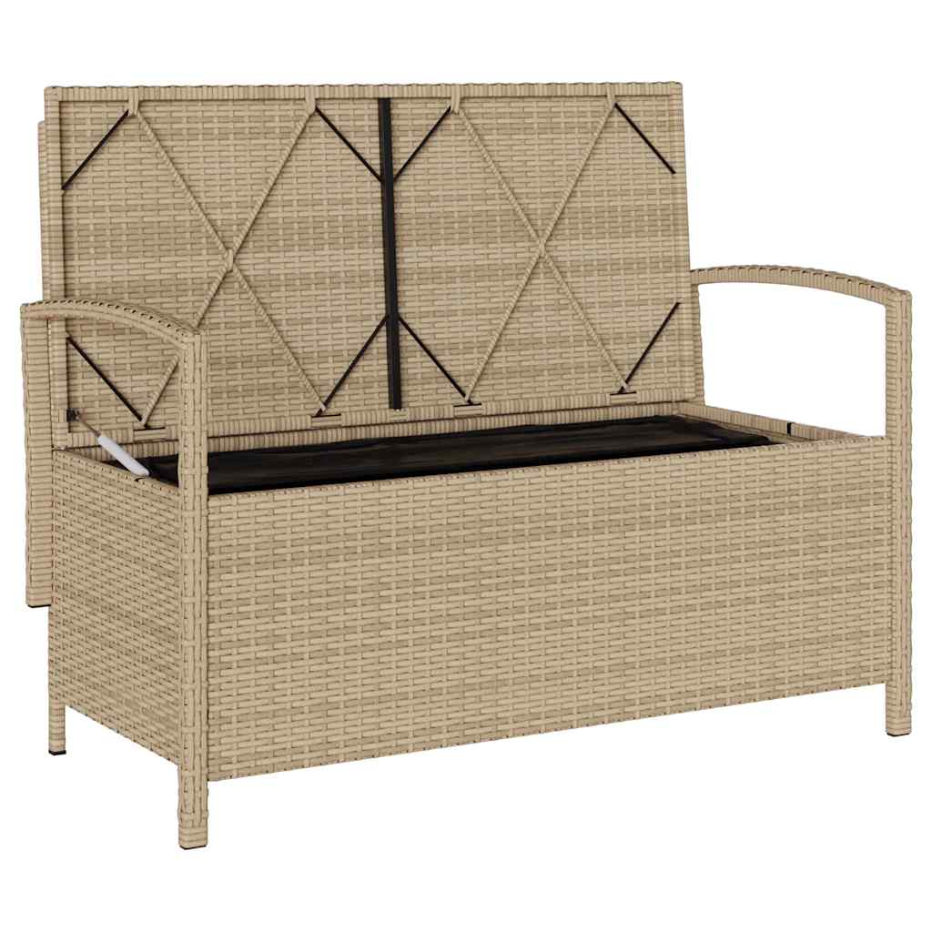 Tuinbank met kussen poly rattan beige