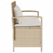 Tuinbank met kussen poly rattan beige
