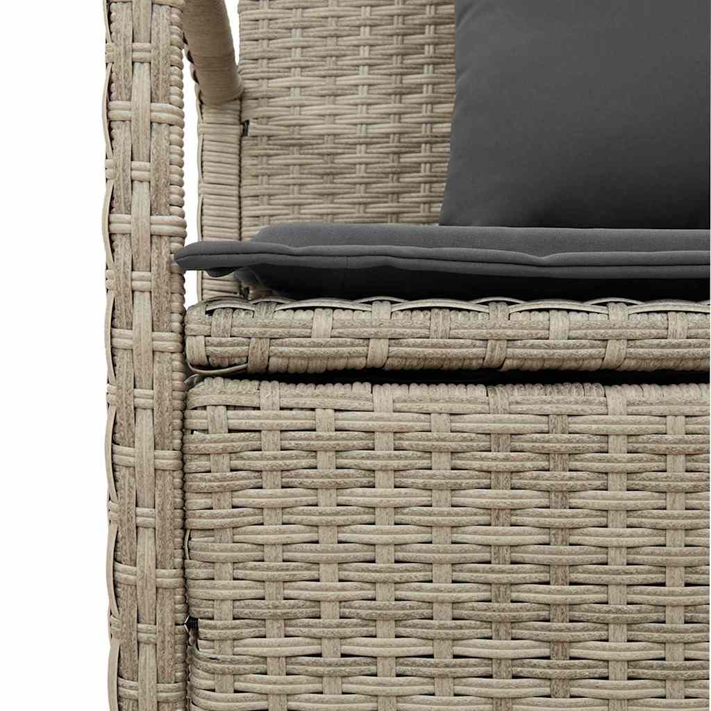 Tuinbank met kussen poly rattan lichtgrijs