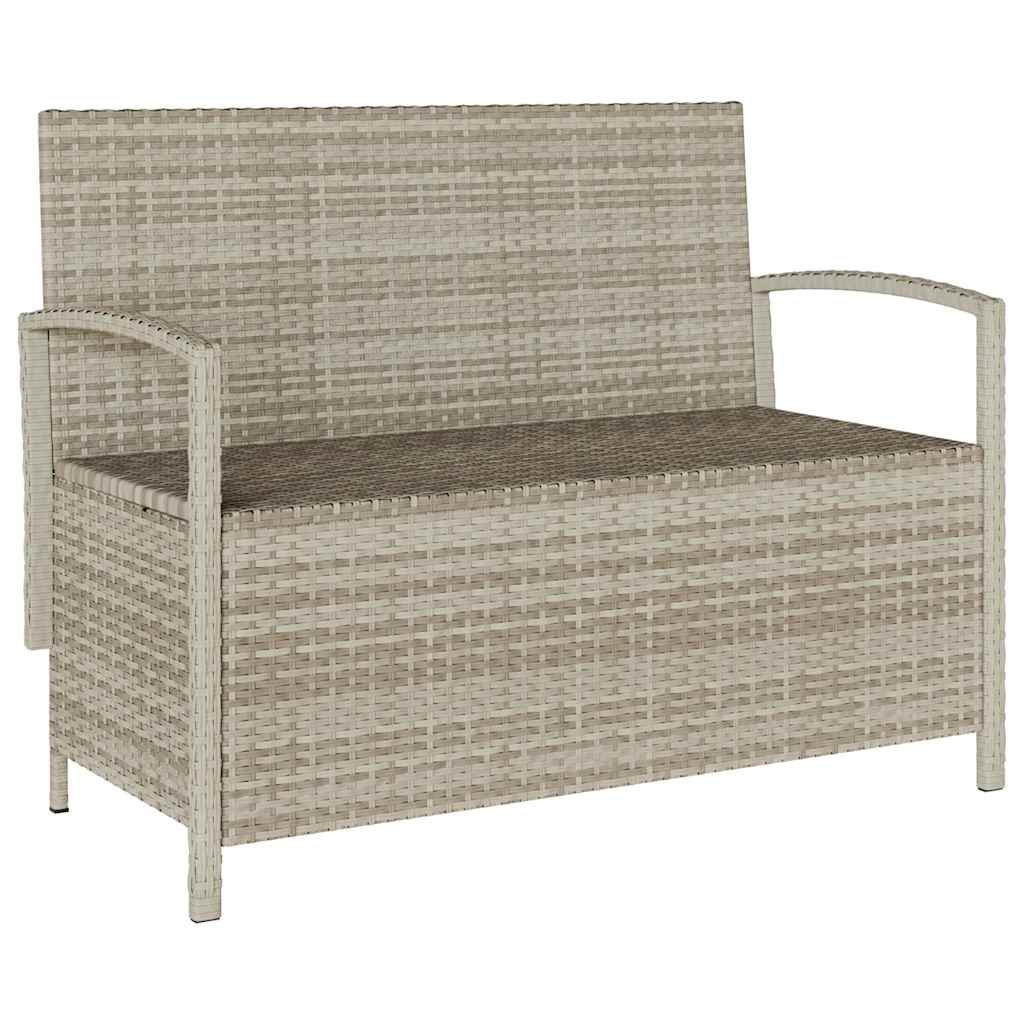 Tuinbank met kussen poly rattan lichtgrijs