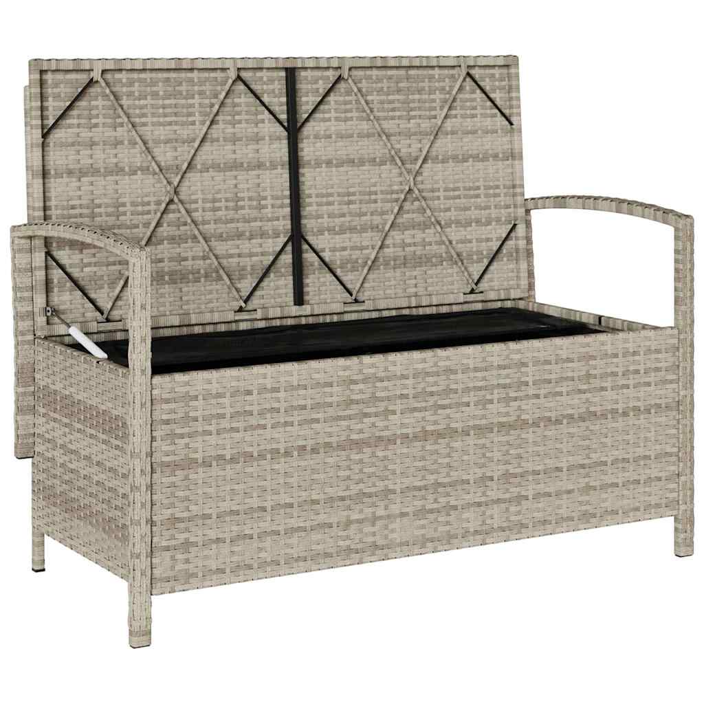 Tuinbank met kussen poly rattan lichtgrijs