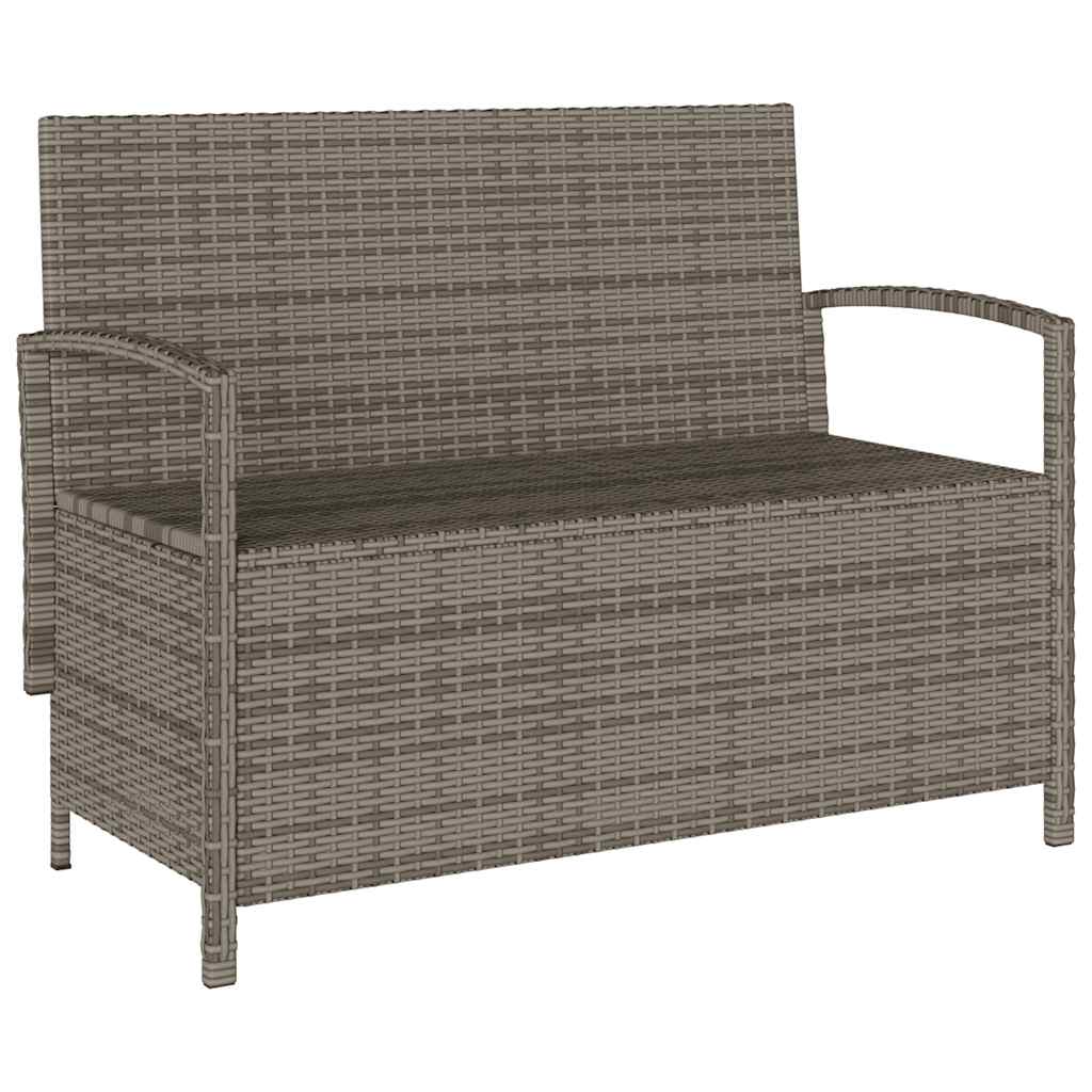 Tuinbank met kussen poly rattan grijs