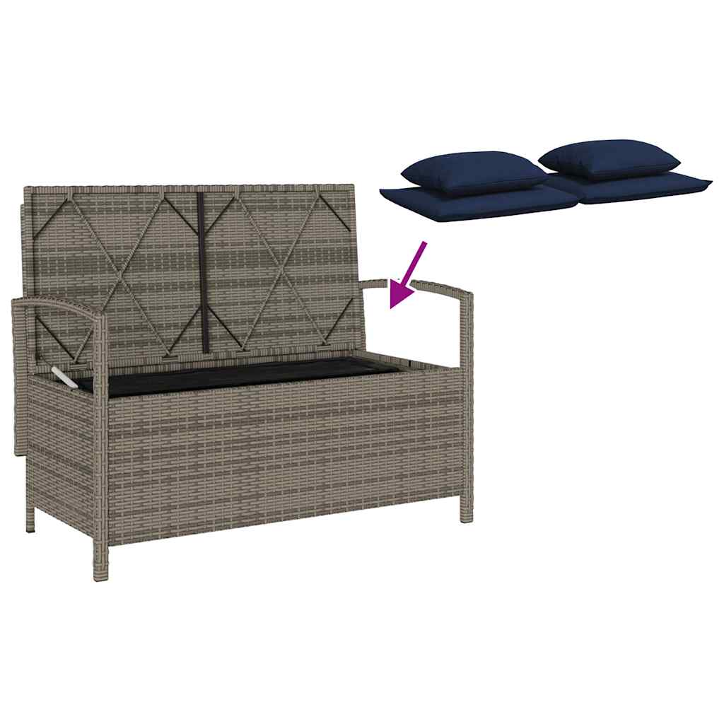 Tuinbank met kussen poly rattan grijs