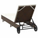 Ligbed met wielen en kussen poly rattan bruin