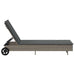 Ligbed met wielen en kussen poly rattan grijs
