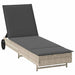 Ligbed met wielen en kussens poly rattan lichtgrijs