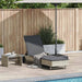 Ligbed met wielen en kussens poly rattan lichtgrijs