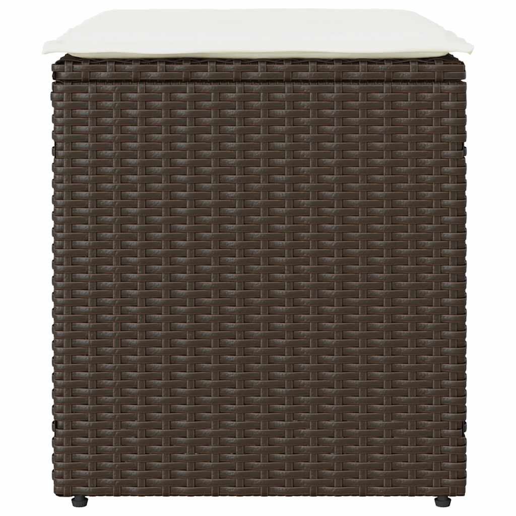 Tuinkrukken met kussens 2 st 40x40x43 cm poly rattan bruin