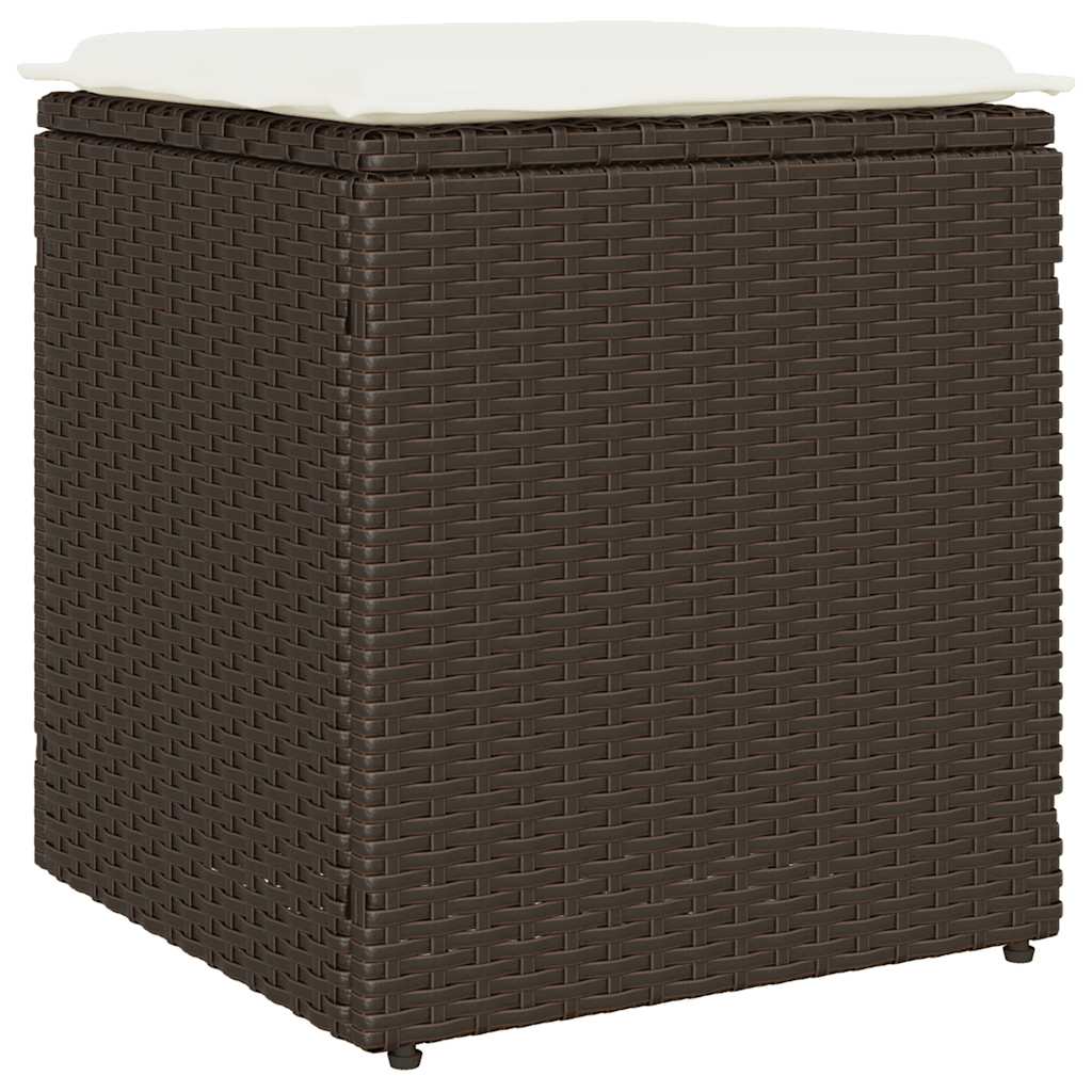 Tuinkrukken met kussens 2 st 40x40x43 cm poly rattan bruin