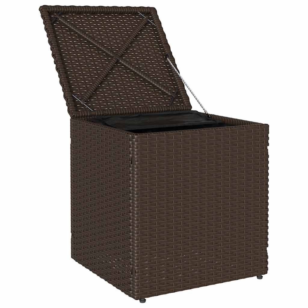 Tuinkrukken met kussens 2 st 40x40x43 cm poly rattan bruin