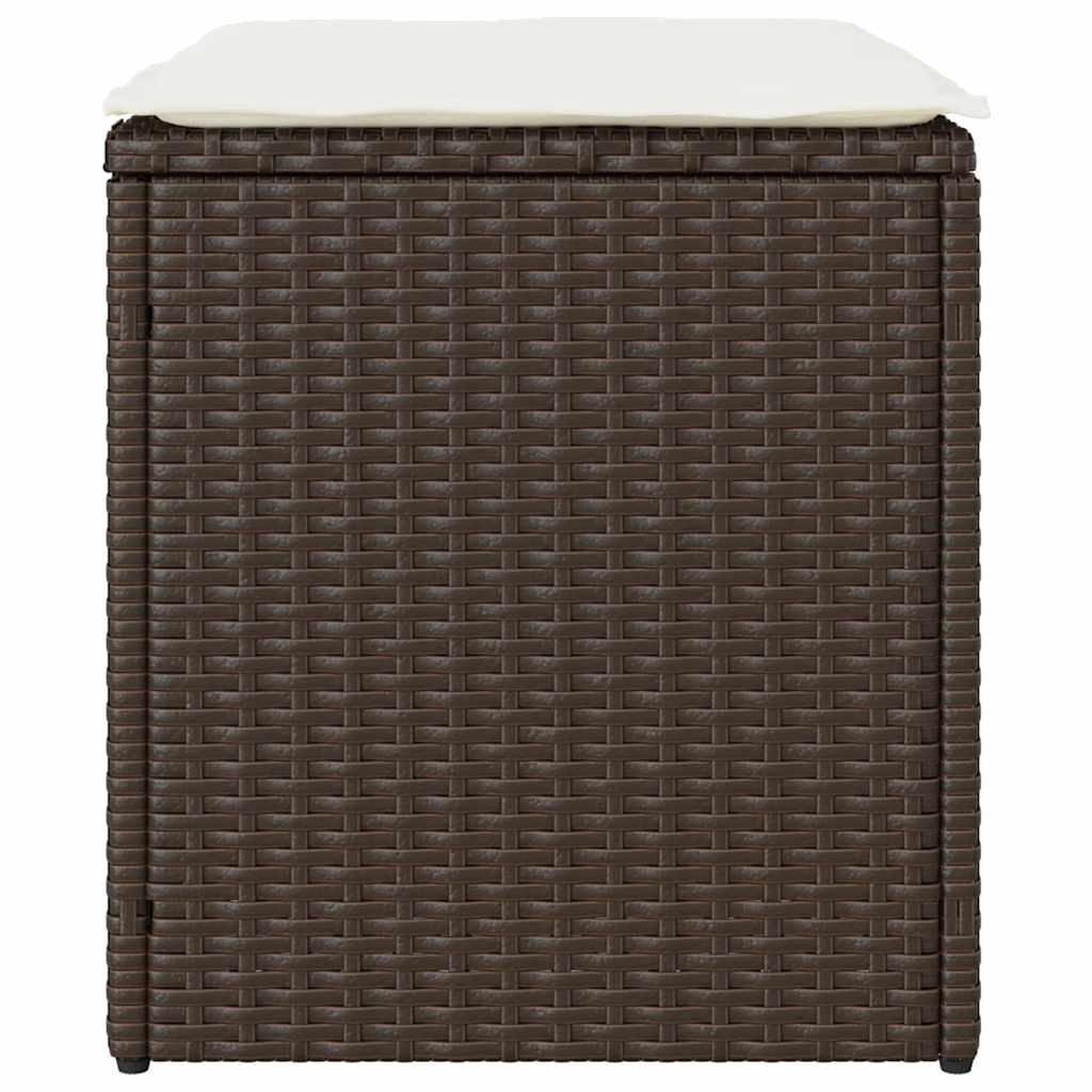 Tuinkrukken met kussens 2 st 40x40x43 cm poly rattan bruin