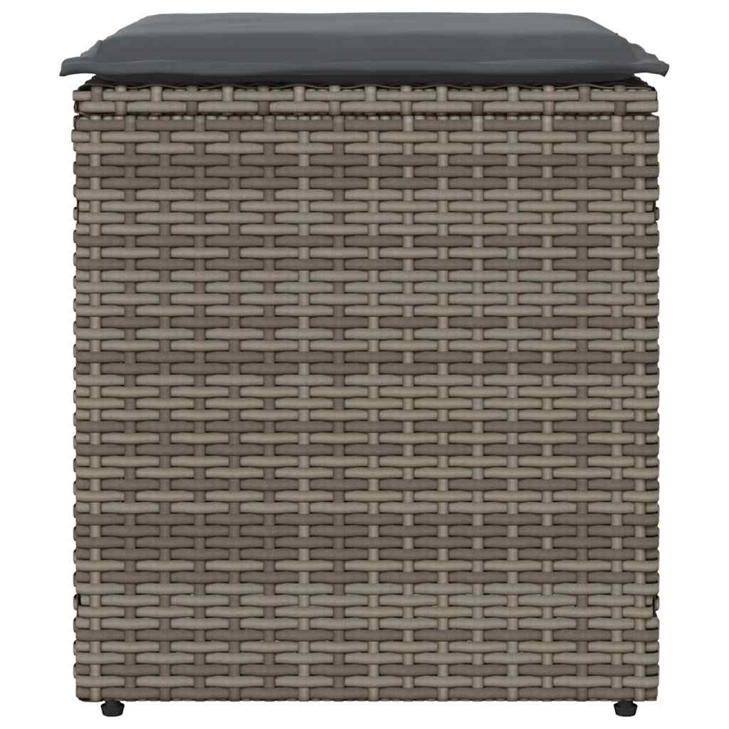 Tuinkrukken met kussens 2 st 40x40x43 cm poly rattan grijs