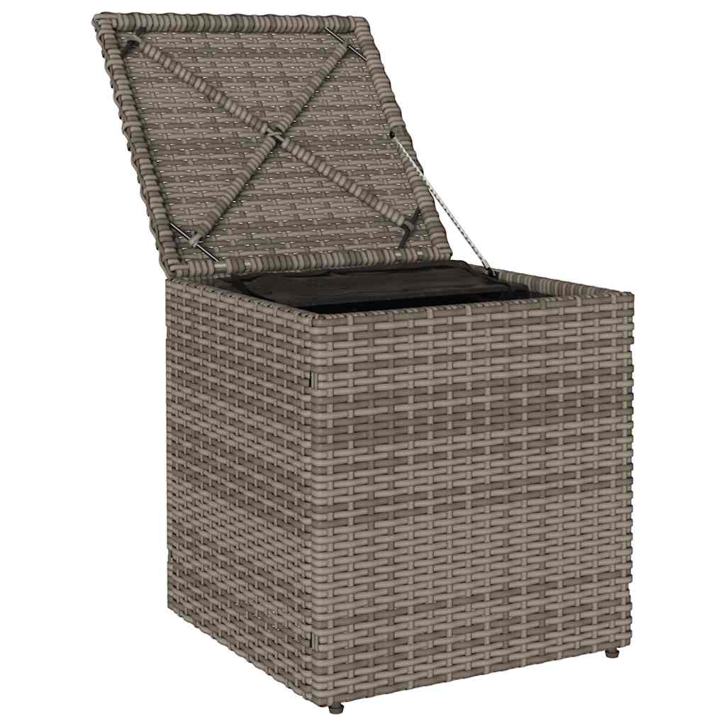 Tuinkrukken met kussens 2 st 40x40x43 cm poly rattan grijs