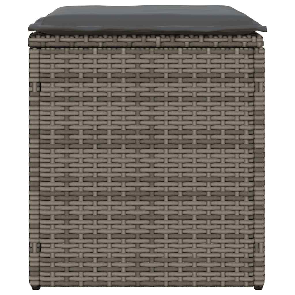 Tuinkrukken met kussens 2 st 40x40x43 cm poly rattan grijs
