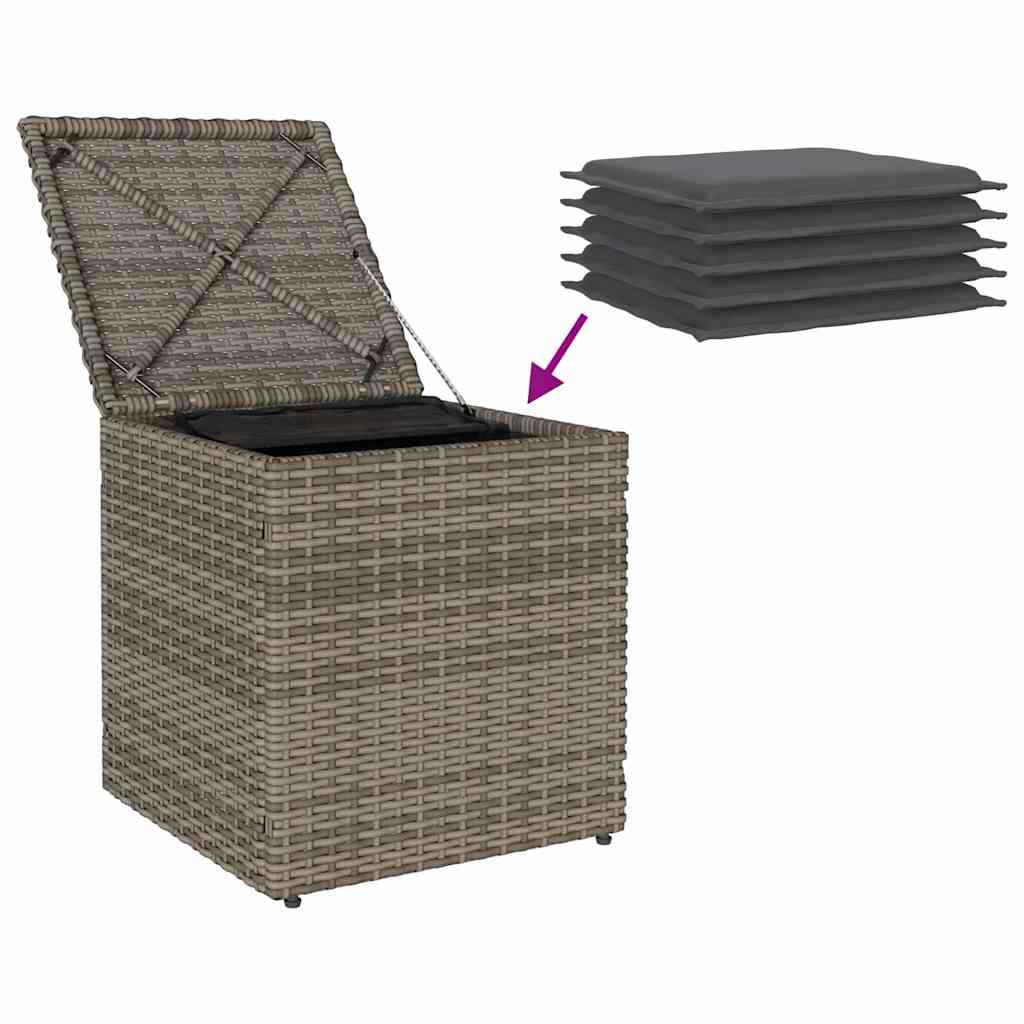 Tuinkrukken met kussens 2 st 40x40x43 cm poly rattan grijs