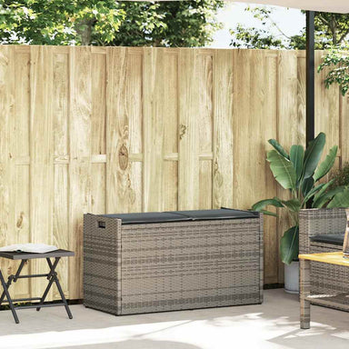 Opbergbank met kussen voor buiten 100 cm poly rattan grijs