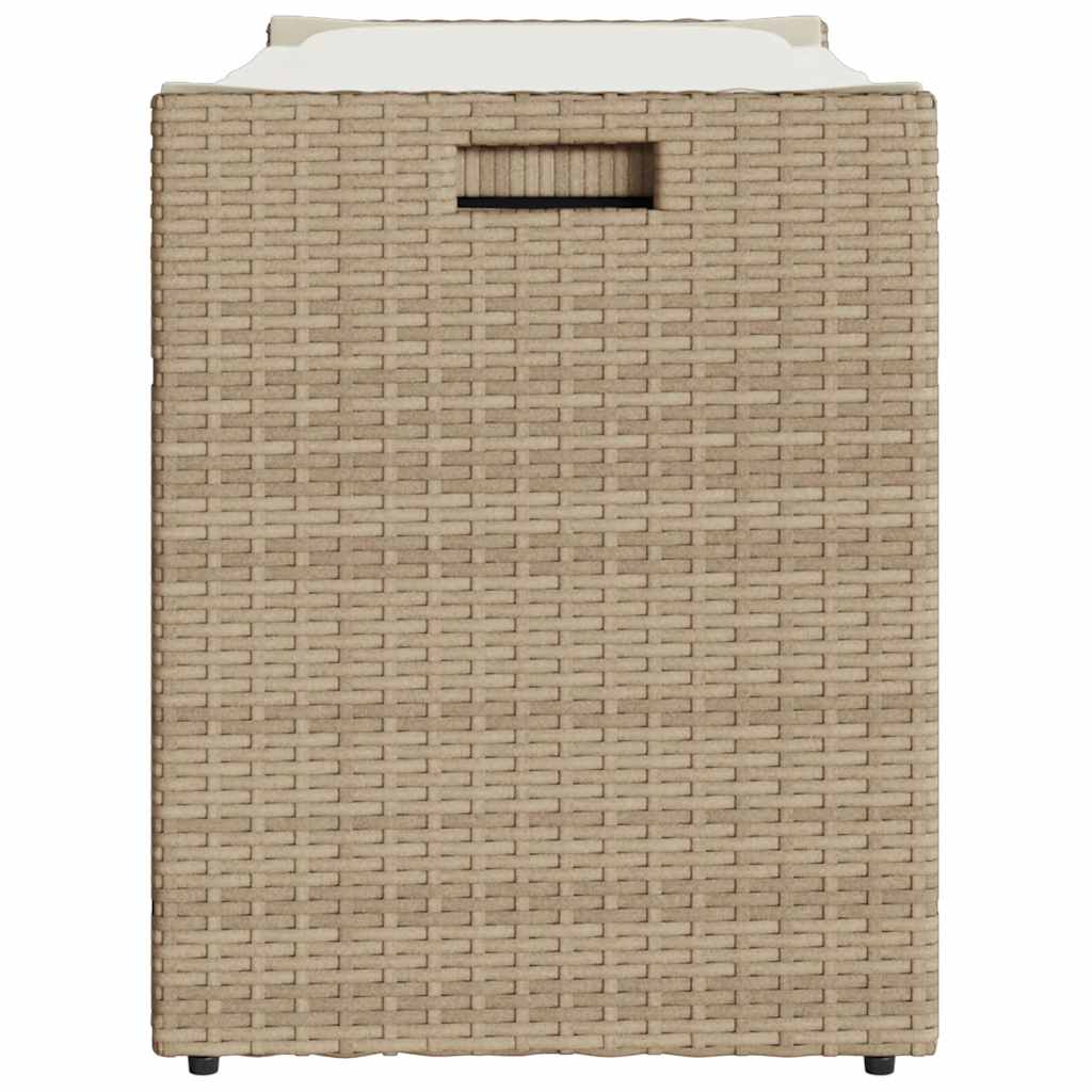 Opbergbank met kussen voor buiten 100 cm poly rattan beige