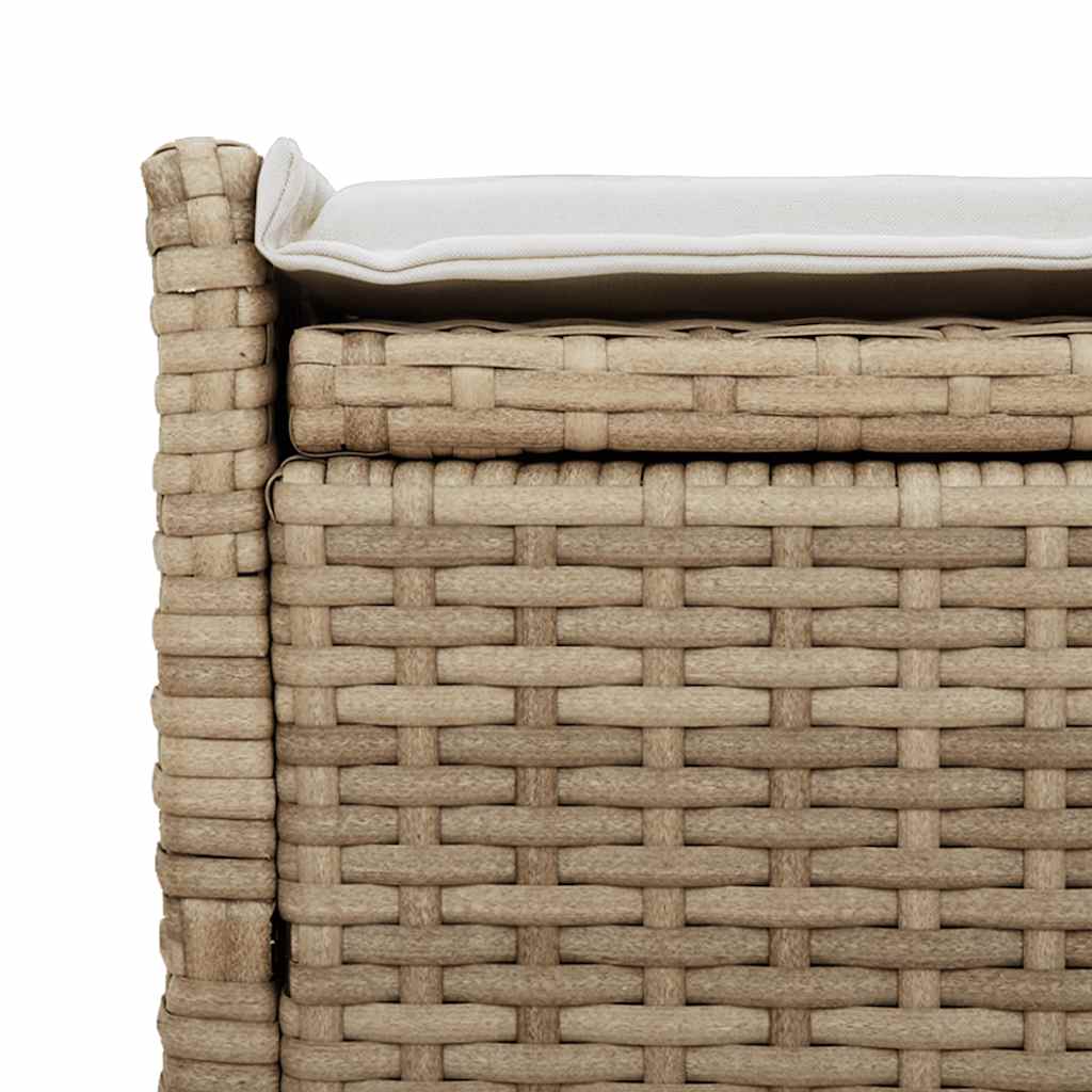 Opbergbank met kussen voor buiten 100 cm poly rattan beige