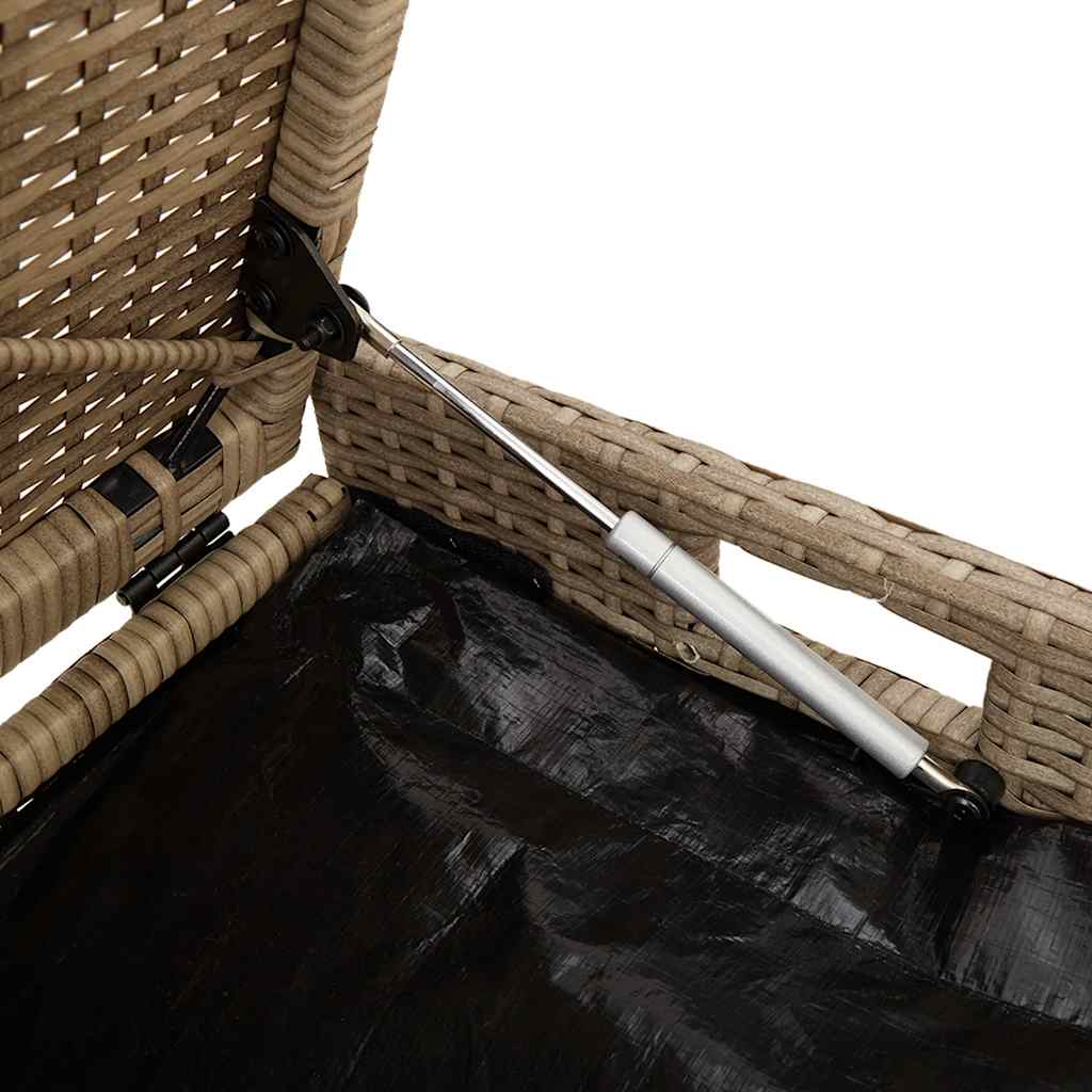 Opbergbank met kussen voor buiten 100 cm poly rattan beige