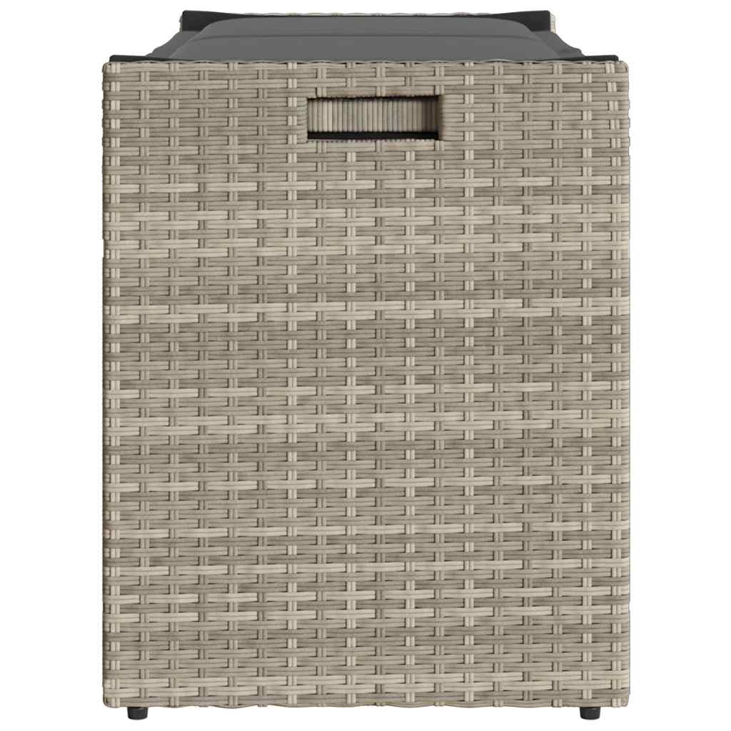 Opbergbank met kussen voor buiten 100 cm poly rattan lichtgrijs