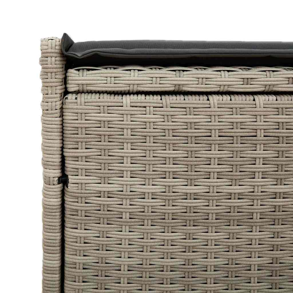 Opbergbank met kussen voor buiten 100 cm poly rattan lichtgrijs