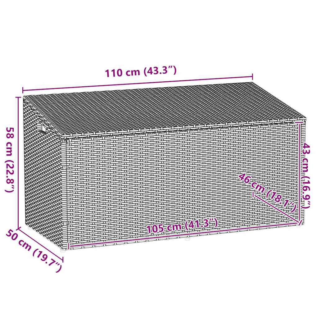 Tuinbox Zwart 110x50x58 cm Poly Rattan