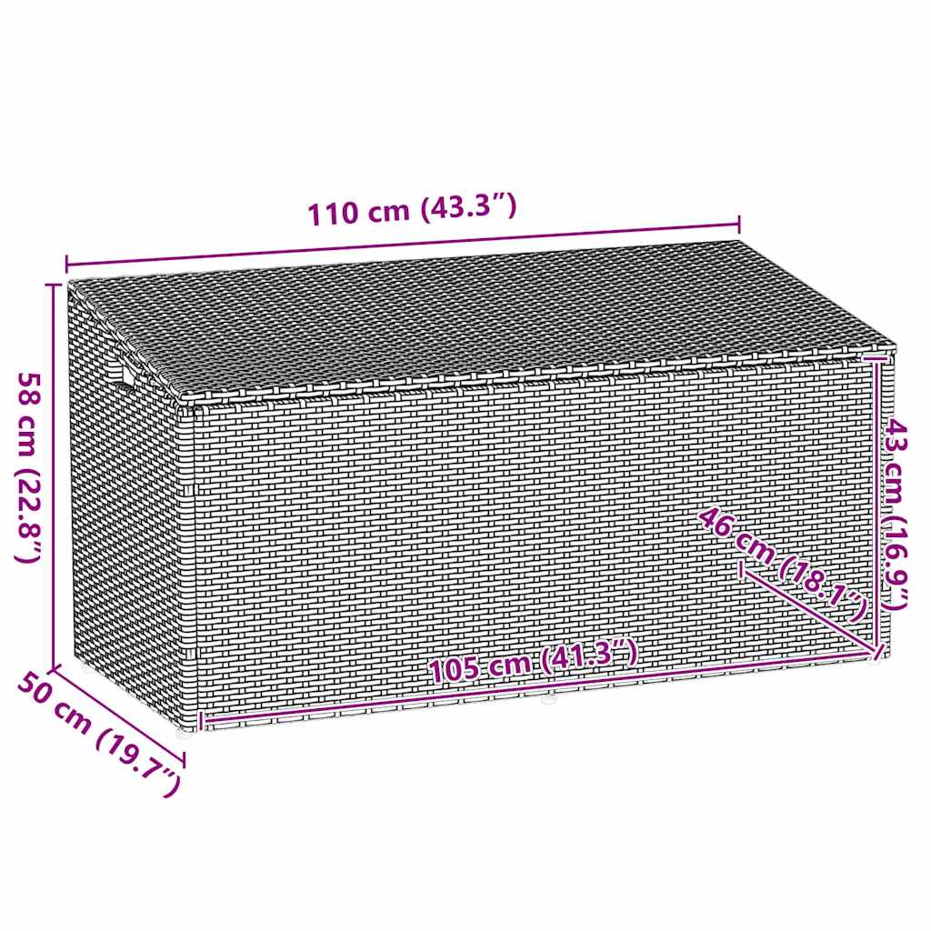 Tuinbox 110x50x58 cm poly rattan bruin