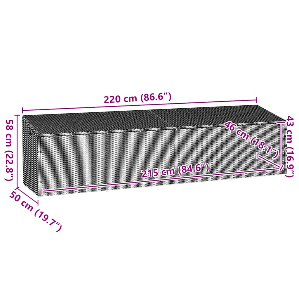 Tuinbox 220x50x58 cm poly rattan bruin