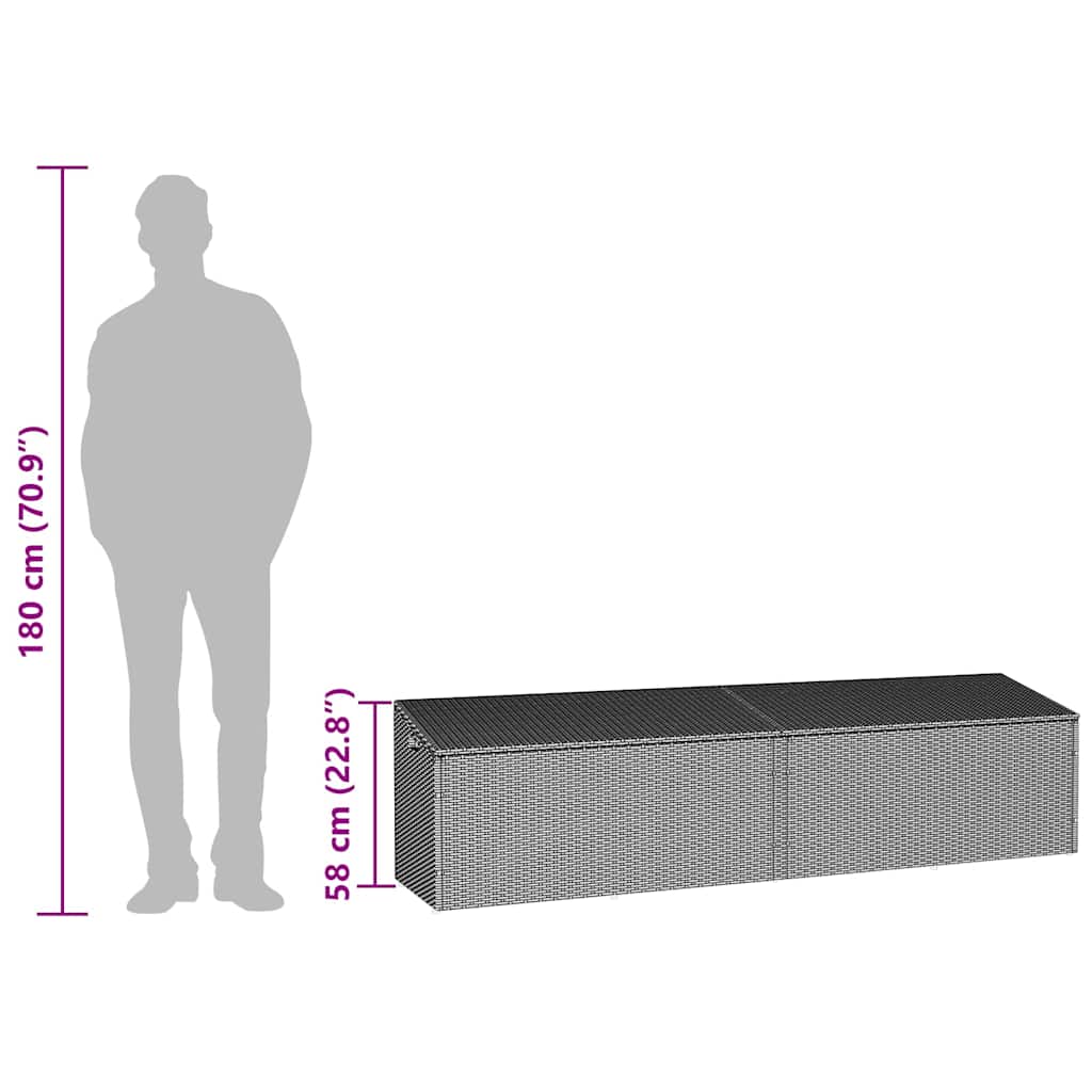 Tuinbox 220x50x58 cm poly rattan grijs