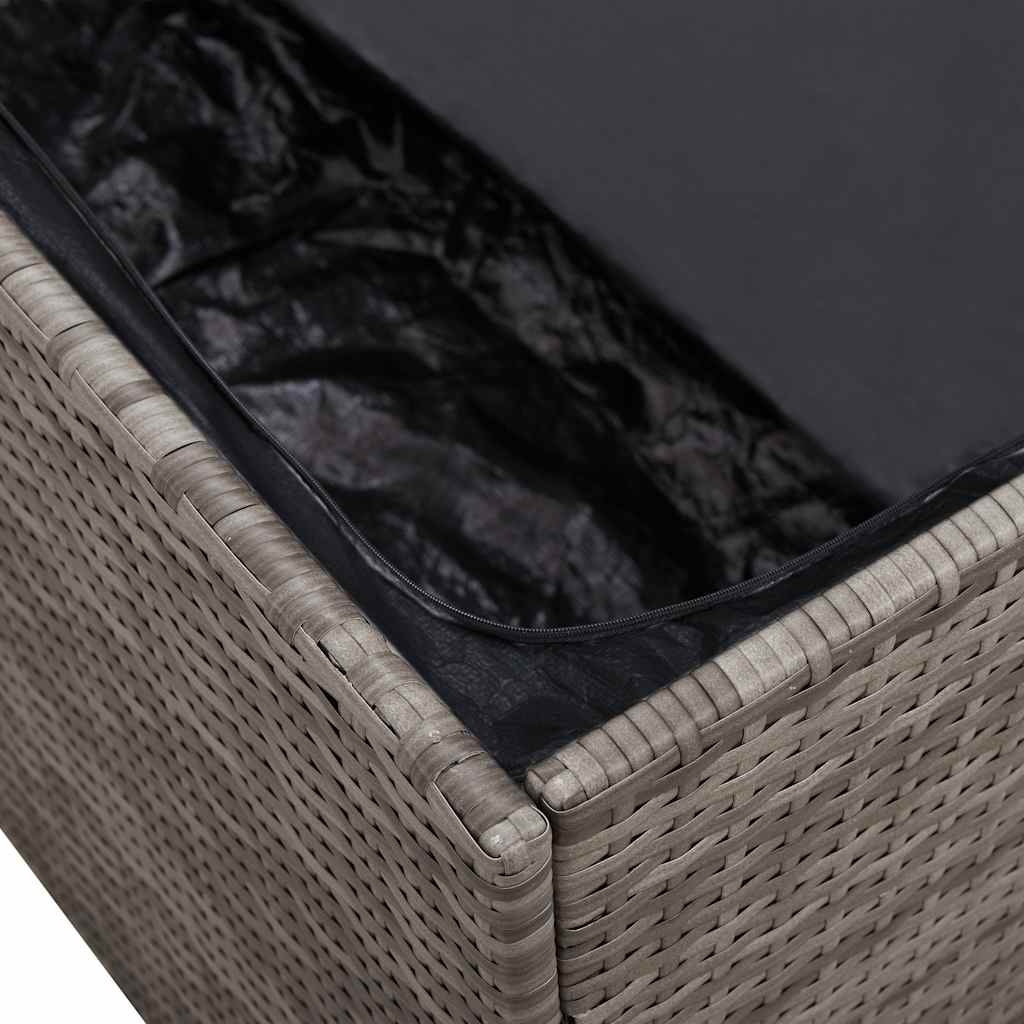 Tuinbox 220x50x58 cm poly rattan grijs