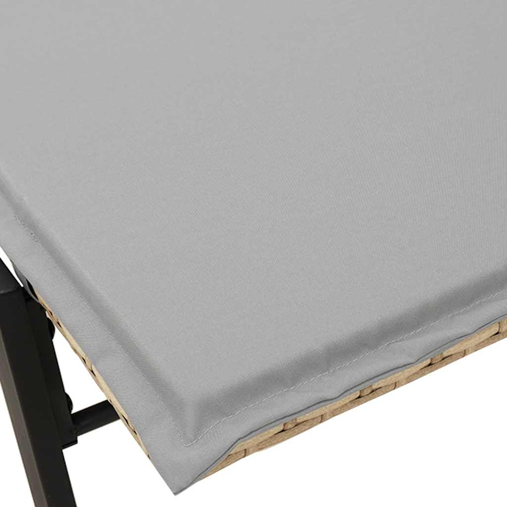Ligstoel met kussen beige polyrotan