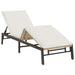 Ligstoel met kussen beige polyrotan