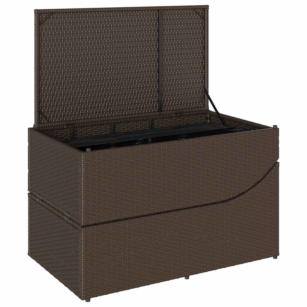 Ligstoel inklapbaar met kussen opbergruimte poly rattan bruin