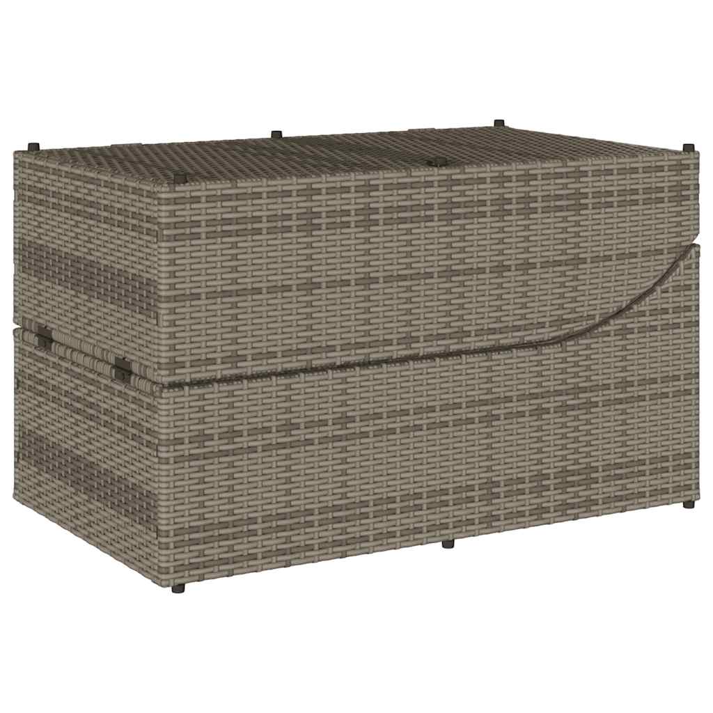 Ligstoel inklapbaar met kussen opbergruimte poly rattan grijs