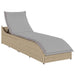 Ligstoel inklapbaar met kussen opbergruimte poly rattan beige