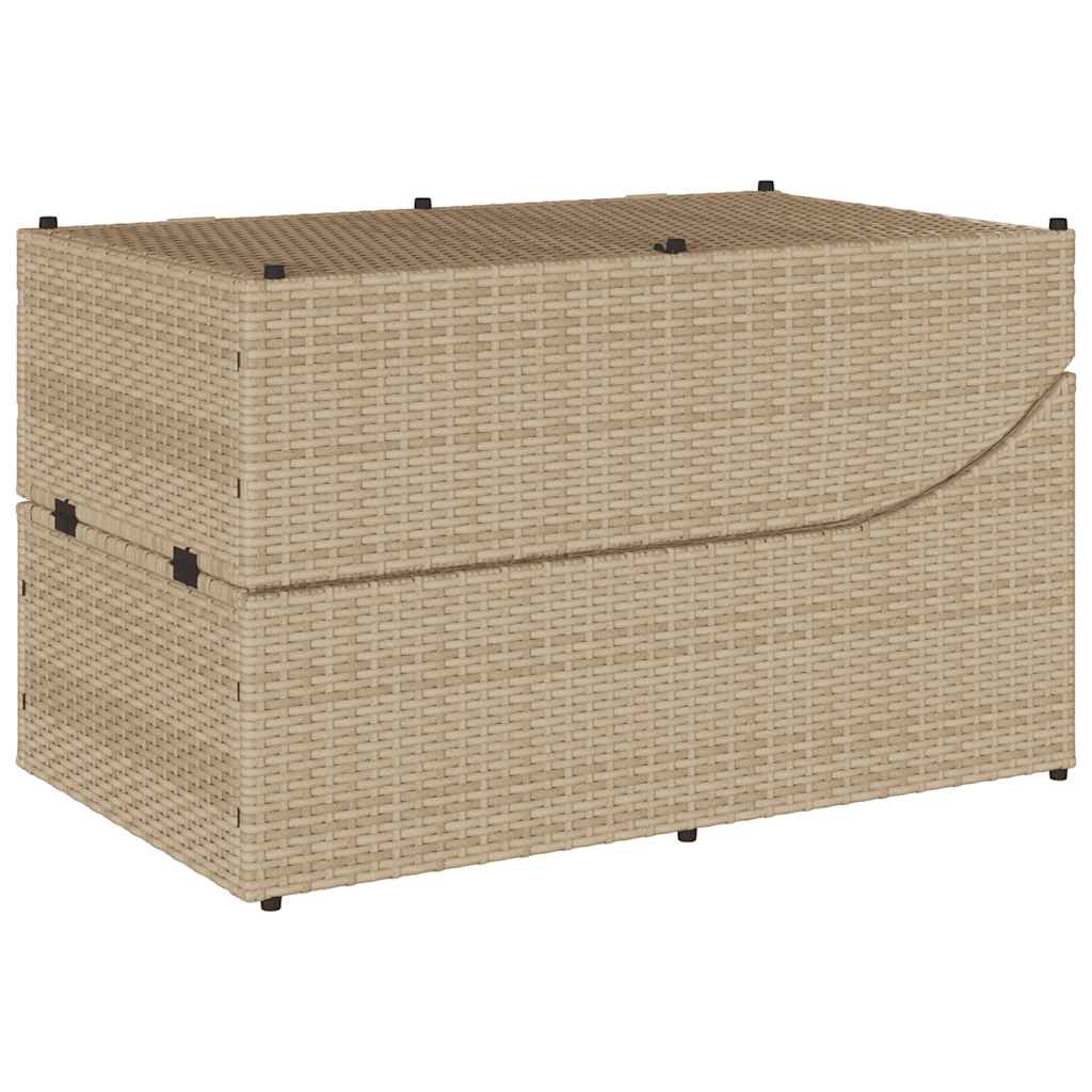 Ligstoel inklapbaar met kussen opbergruimte poly rattan beige