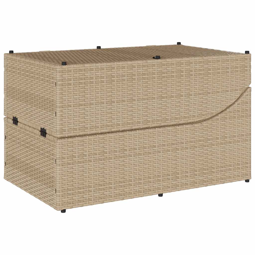 Ligstoel inklapbaar met kussen opbergruimte poly rattan beige