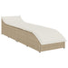 Ligstoel inklapbaar met kussen opbergruimte poly rattan beige