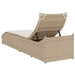 Ligstoel inklapbaar met kussen opbergruimte poly rattan beige