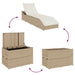 Ligstoel inklapbaar met kussen opbergruimte poly rattan beige