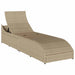 Ligstoel inklapbaar met kussen opbergruimte poly rattan beige