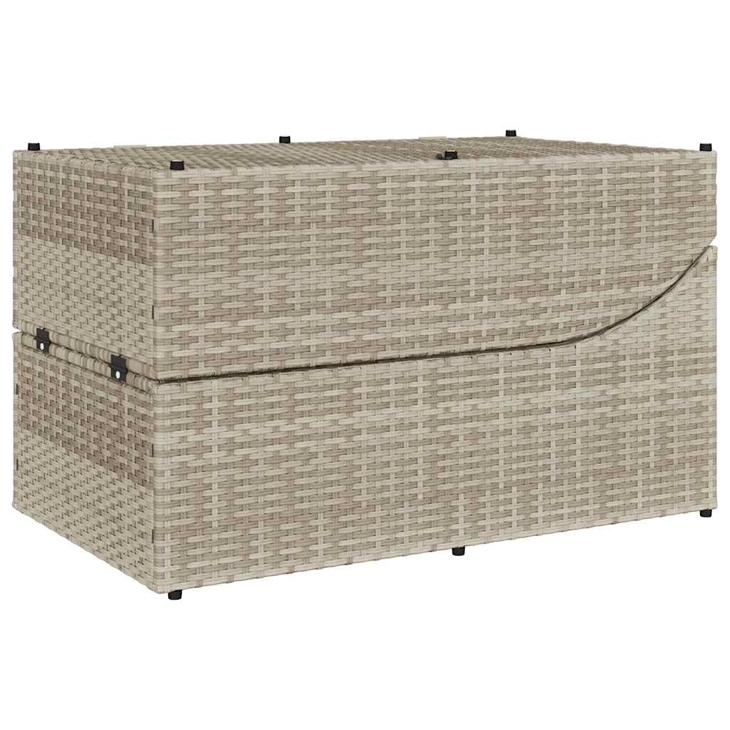 Ligstoel inklapbaar kussen opbergruimte poly rattan lichtgrijs
