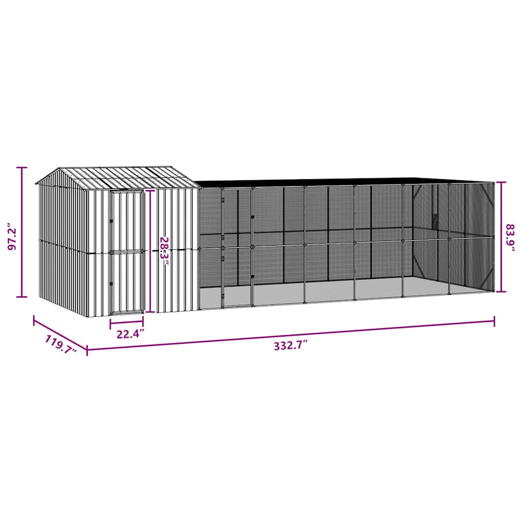 Vogelkooi Antraciet 845 x 304 x 247 cm Gegalvaniseerd staal