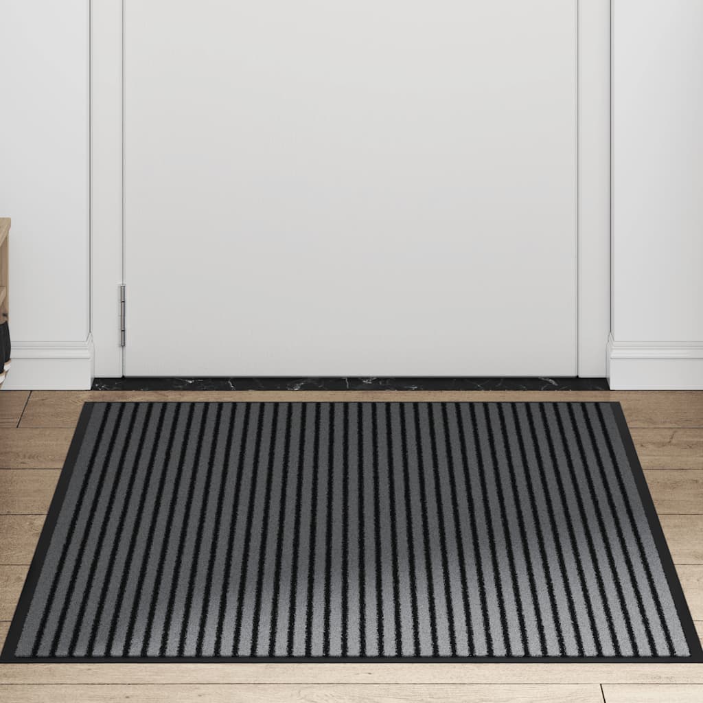 Deurmat 90x150 cm gestreept 90x150 cm zwart en grijs