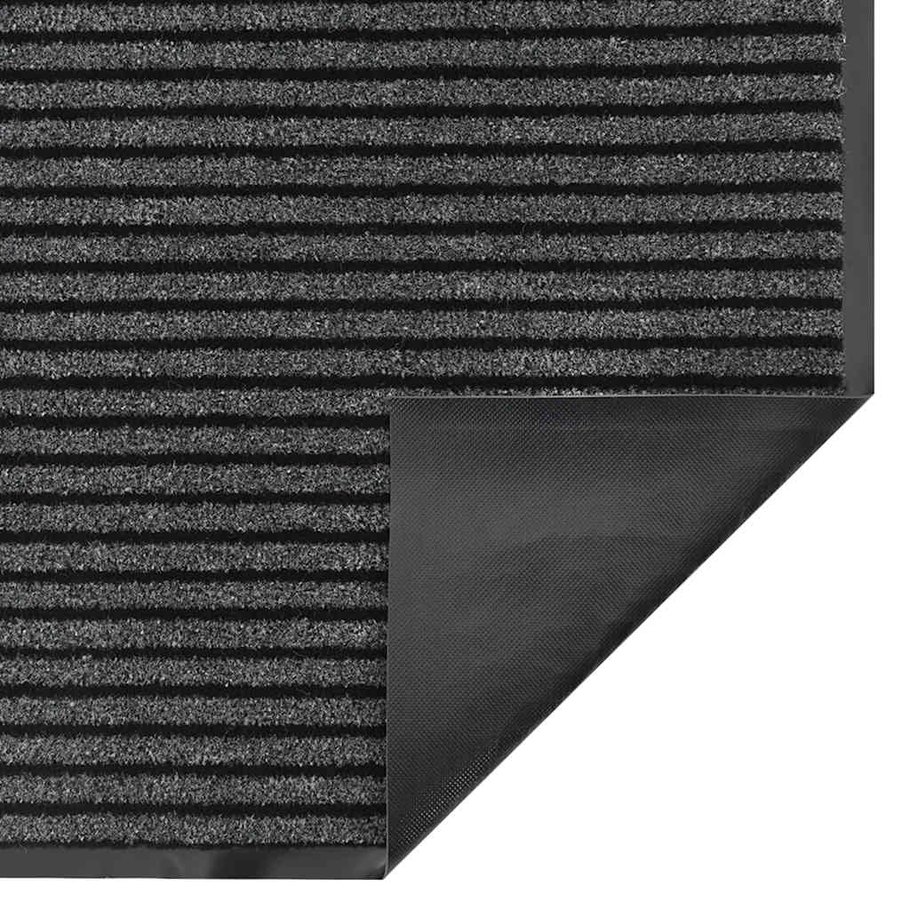 Deurmat 90x150 cm gestreept 90x150 cm zwart en grijs