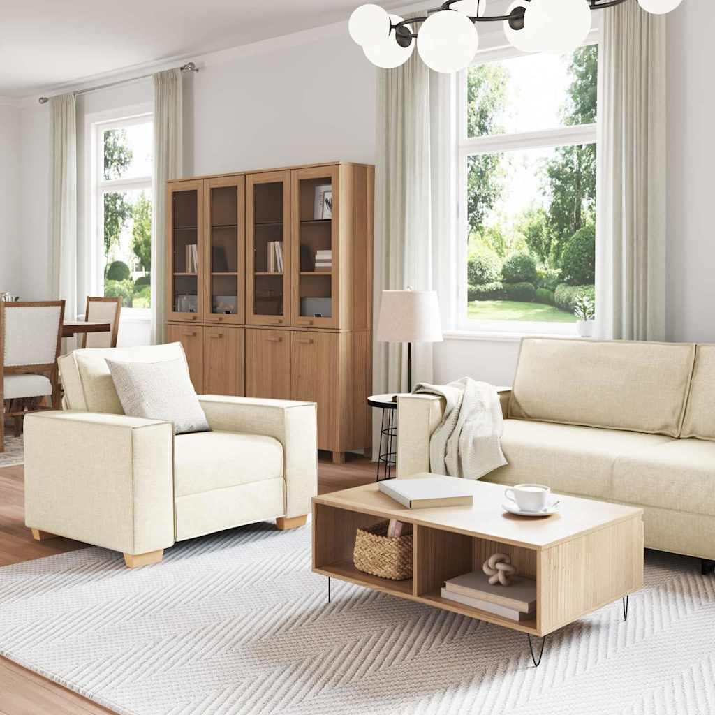 Bankstel 3 st Beige Linnen-mix stof